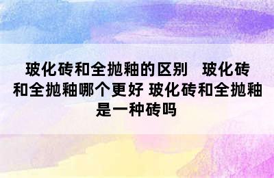 玻化砖和全抛釉的区别   玻化砖和全抛釉哪个更好 玻化砖和全抛釉是一种砖吗